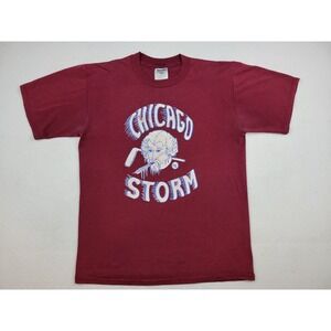 Vintage Chicago Storm Hockey Kman #4 Logo Shirt Size Medium‎ Distressed Maroon